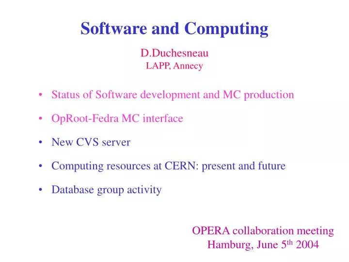 software and computing