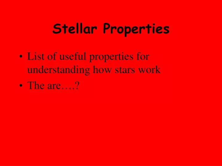 stellar properties