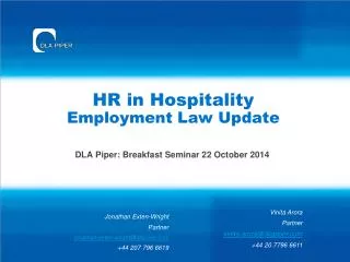 HR in Hospitality Employment Law Update