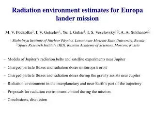 Radiation environment estimates for Europa lander mission