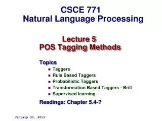 Lecture 5 POS Tagging Methods