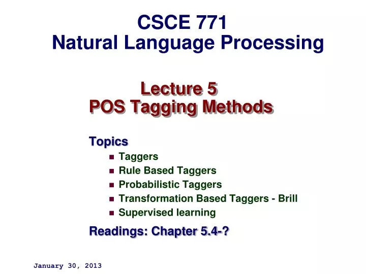 lecture 5 pos tagging methods