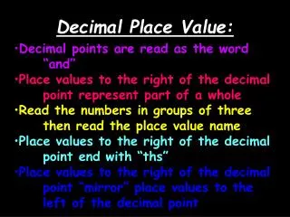 Decimal Place Value:
