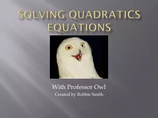 Solving Quadratics Equations
