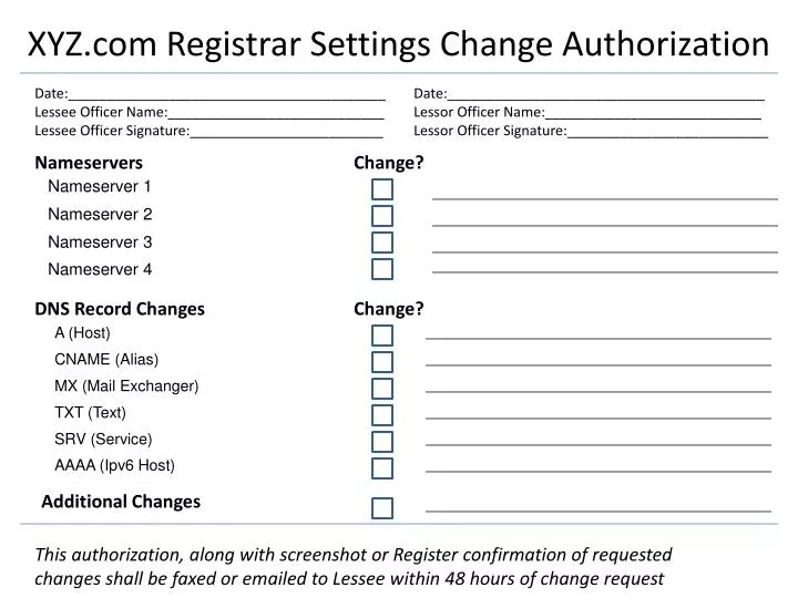 xyz com registrar settings change authorization
