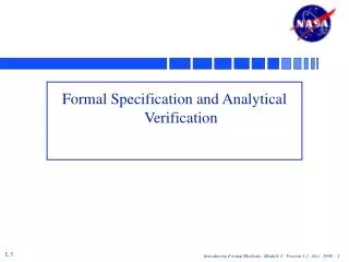 Formal Specification and Analytical Verification