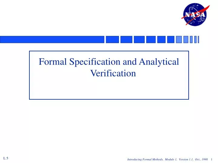 formal specification and analytical verification