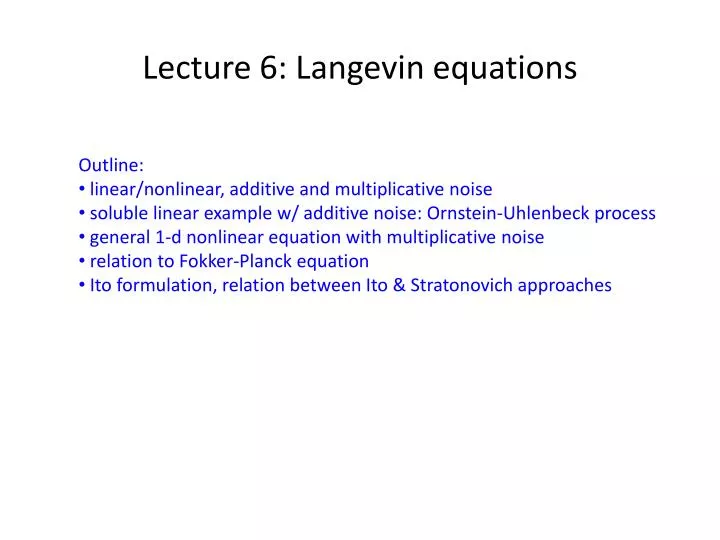lecture 6 langevin equations