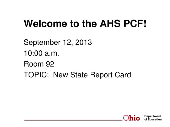 welcome to the ahs pcf