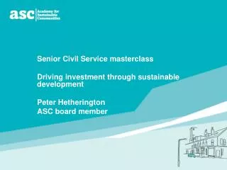 Senior Civil Service masterclass Driving investment through sustainable development