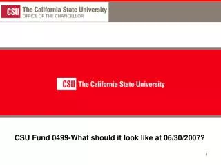 CSU Fund 0499-What should it look like at 06/30/2007?
