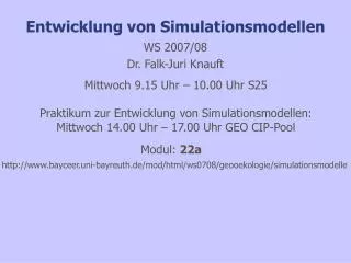 entwicklung von simulationsmodellen