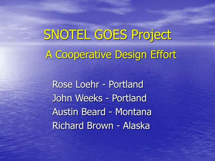 snotel goes project