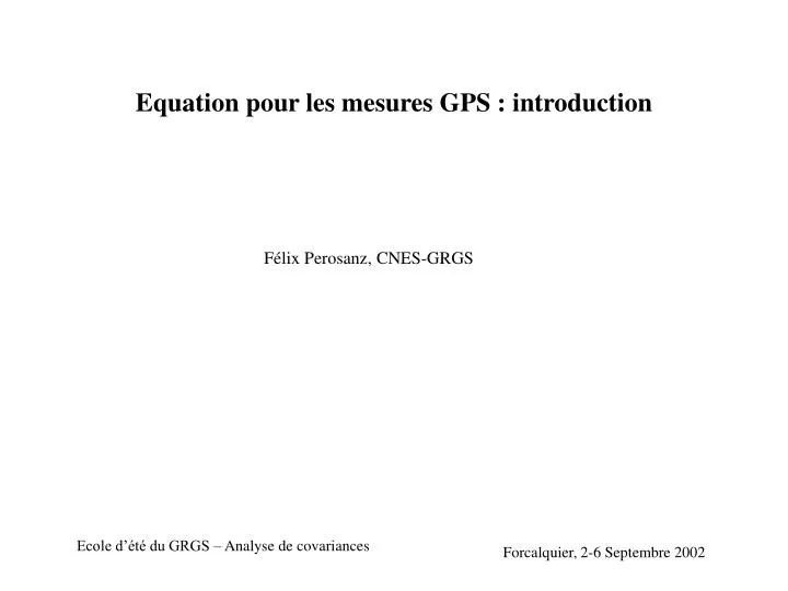 equation pour les mesures gps introduction