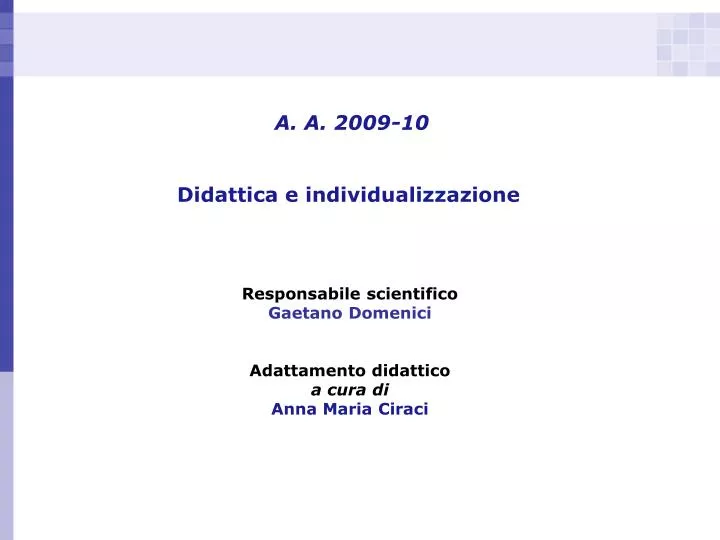 a a 2009 10 didattica e individualizzazione