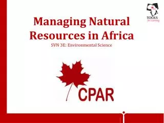 Managing Natural Resources in Africa SVN 3E: Environmental Science