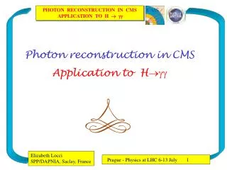 Photon reconstruction in CMS Application to H ???