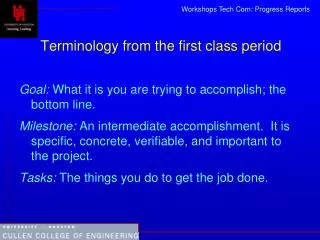 Terminology from the first class period