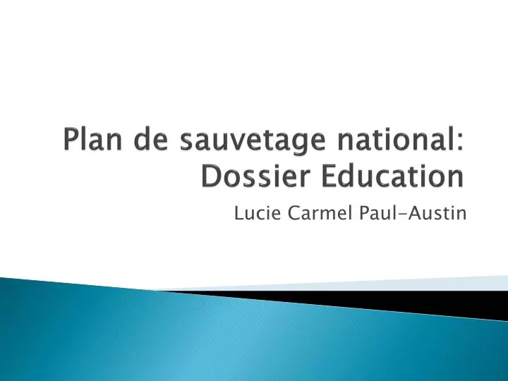 plan de sauvetage national dossier education