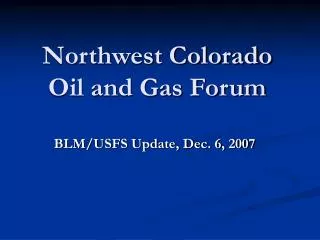 Northwest Colorado Oil and Gas Forum