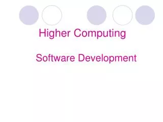 Higher Computing