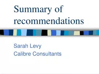 Summary of recommendations