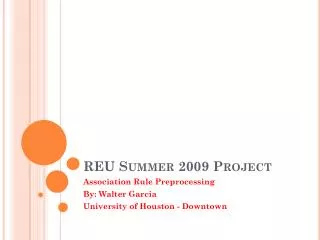 REU Summer 2009 Project