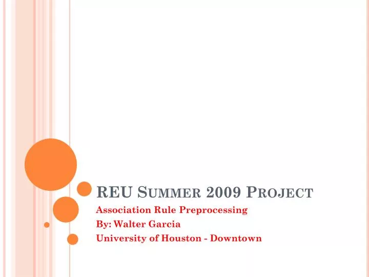 reu summer 2009 project