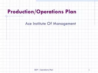 Production/Operations Plan