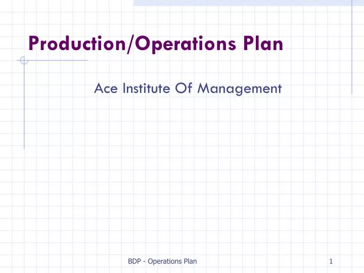 production operations plan