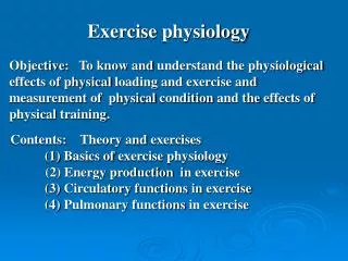 Exercise physiology
