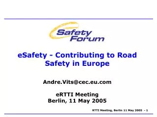 eSafety - Contributing to Road Safety in Europe