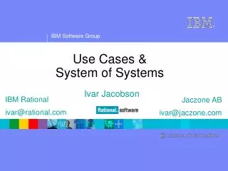 Use Cases &amp; System of Systems