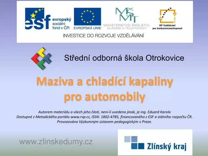 maziva a chlad c kapaliny pro automobily