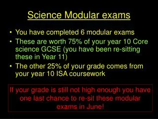 Science Modular exams