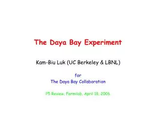 The Daya Bay Experiment