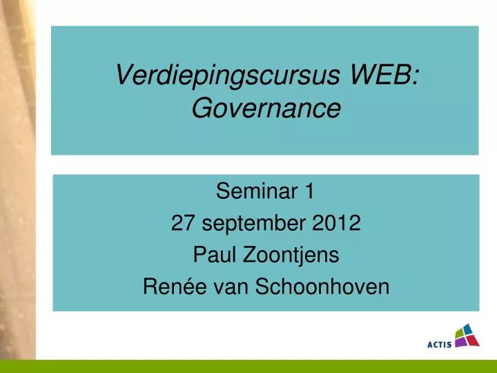 verdiepingscursus web governance
