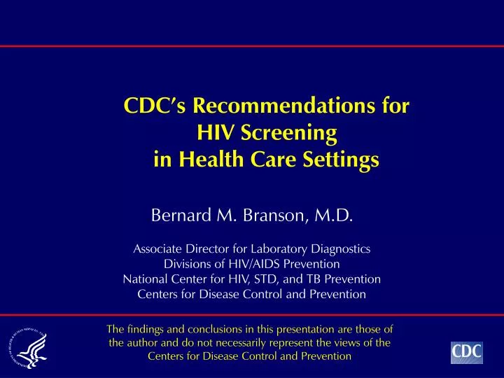 cdc s recommendations for hiv screening in health care settings