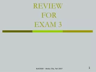 REVIEW FOR EXAM 3