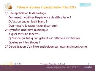 filtres r ponse impulsionnelle finie rif