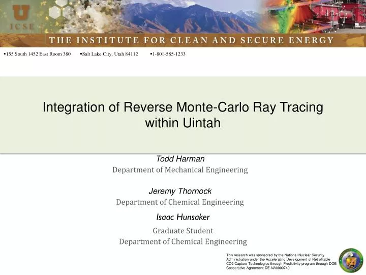 integration of reverse monte carlo ray tracing within uintah