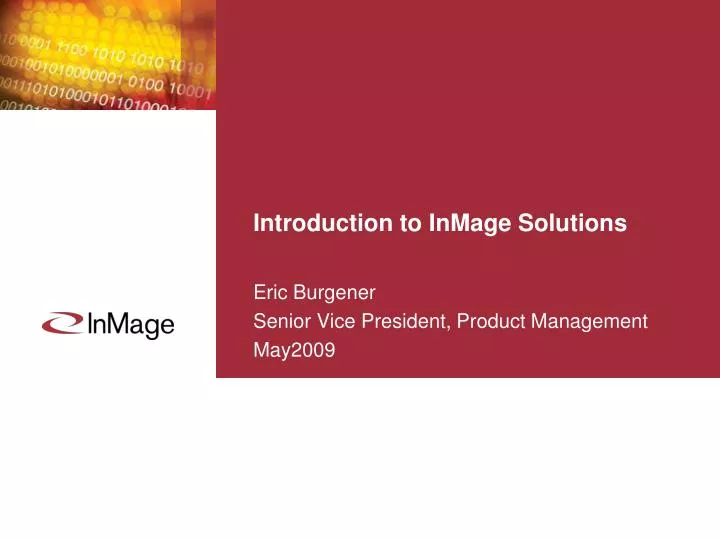 introduction to inmage solutions