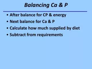 Balancing Ca &amp; P