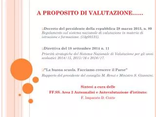 a proposito di valutazione