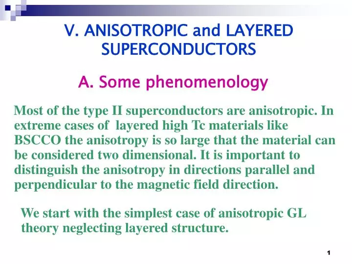 v anisotropic and layered superconductors