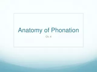 Anatomy of Phonation