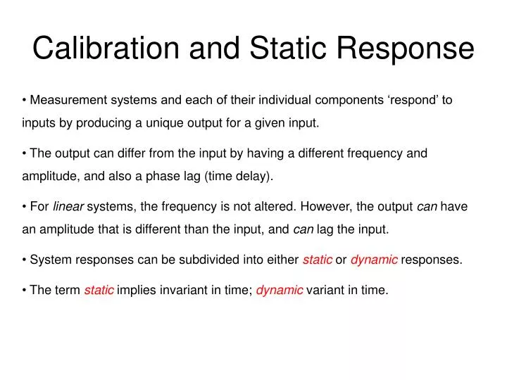 calibration and static response