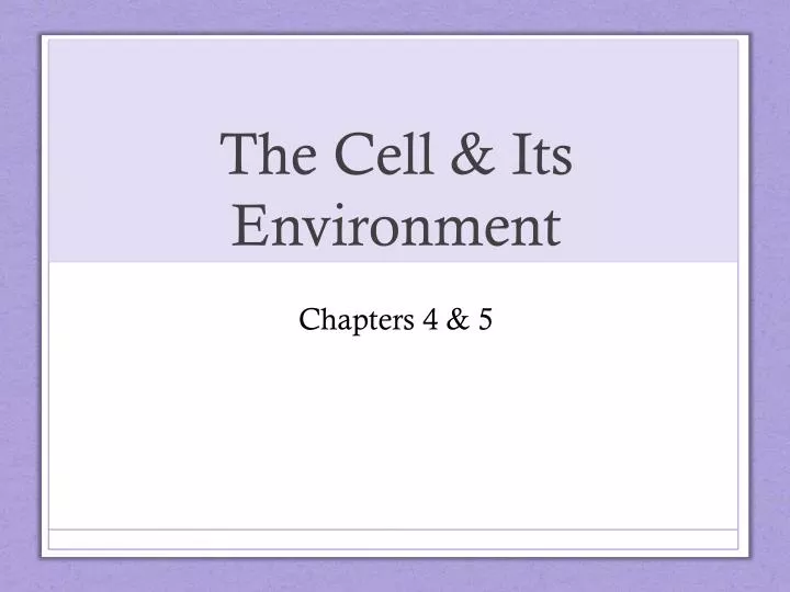 the cell its environment