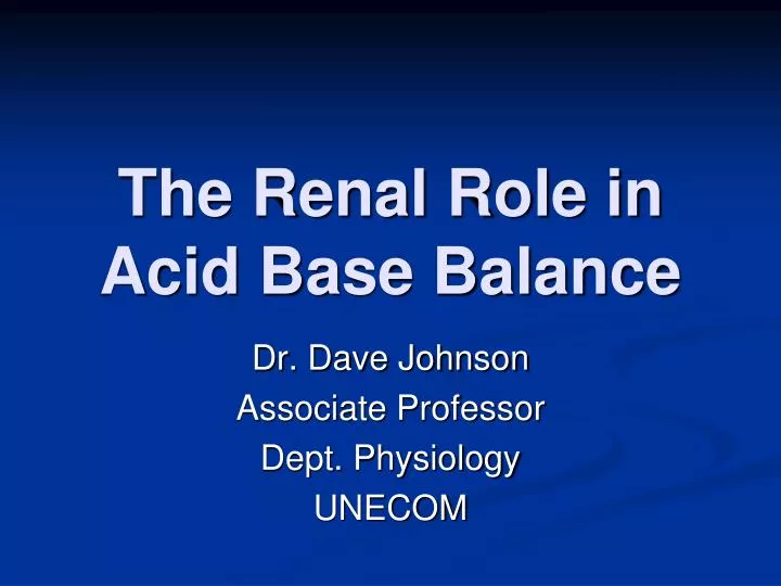 the renal role in acid base balance
