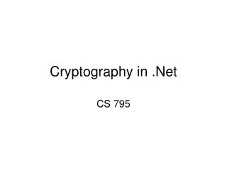 Cryptography in .Net